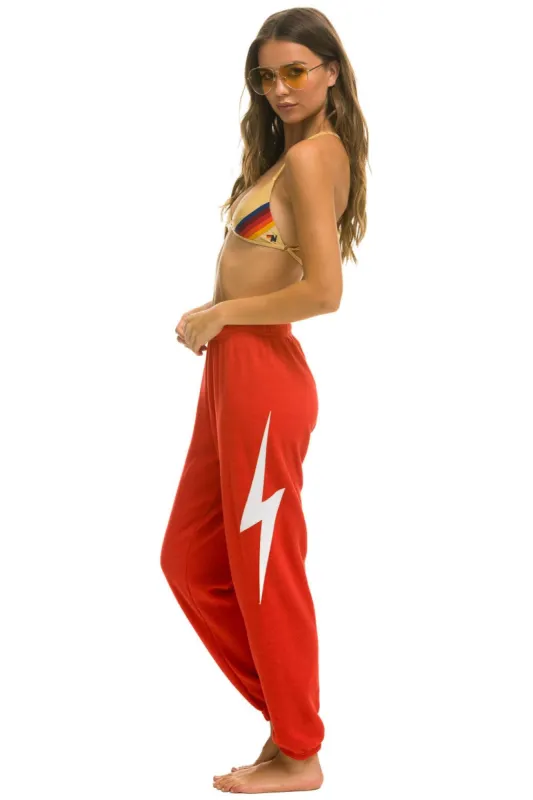 BOLT STITCH SWEATPANTS - RED // WHITE sold by Aviator Nation