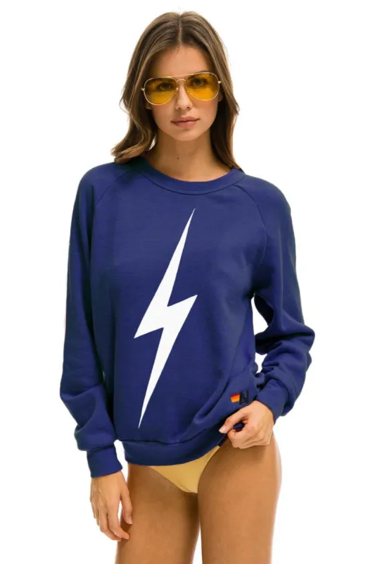 BOLT CREW SWEATSHIRT - PURPLE // WHITE sold by Aviator Nation