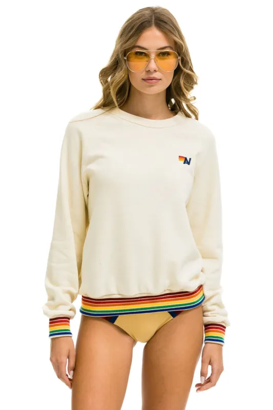 RAINBOW RIB CREW SWEATSHIRT - VINTAGE WHITE sold by Aviator Nation