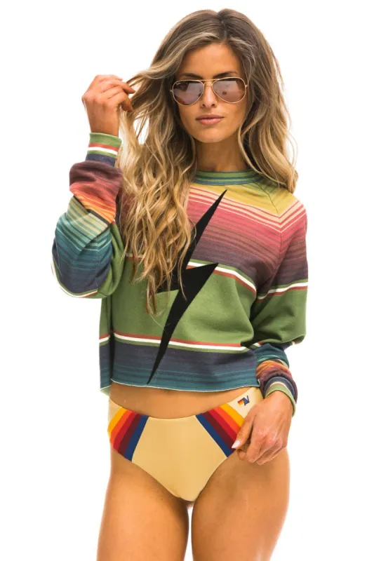BOLT STITCH CROPPED CREW SWEATSHIRT - TULUM JUNGLE GREEN made by Aviator Nation