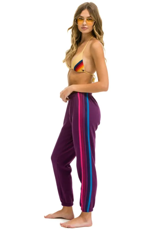 5 STRIPE SWEATPANTS - PURPLE/PINK PURPLE sold by Aviator Nation