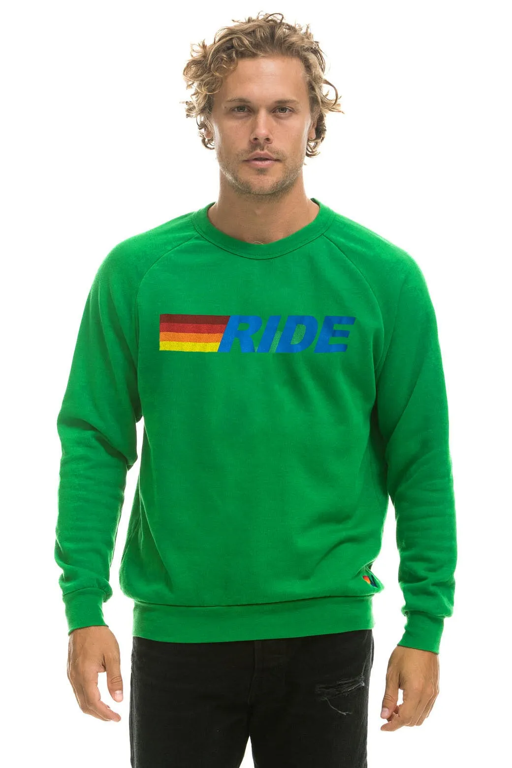 RIDE LOGO CREW SWEATSHIRT - KELLY GREEN sold by Aviator Nation product image thumbnail 2