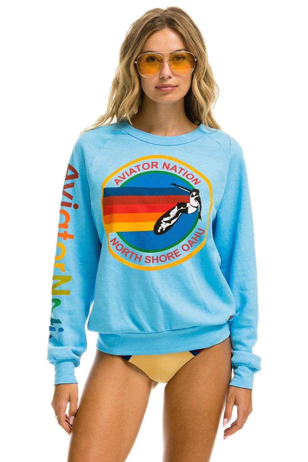 AVIATOR NATION NORTH SHORE CREW SWEATSHIRT - SKY sold by Aviator Nation
