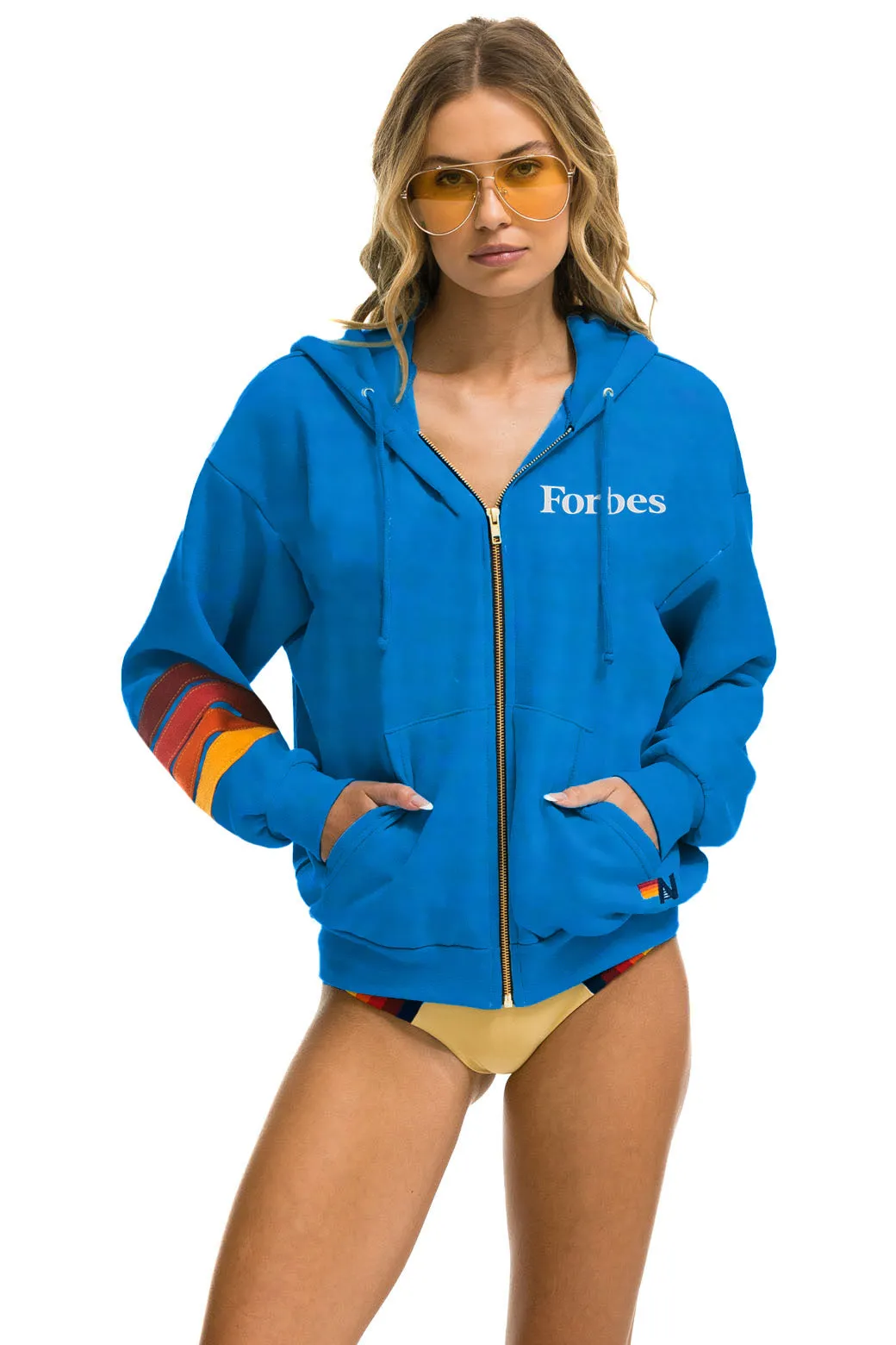 FORBES 23 RELAXED ZIP HOODIE - OCEAN sold by Aviator Nation