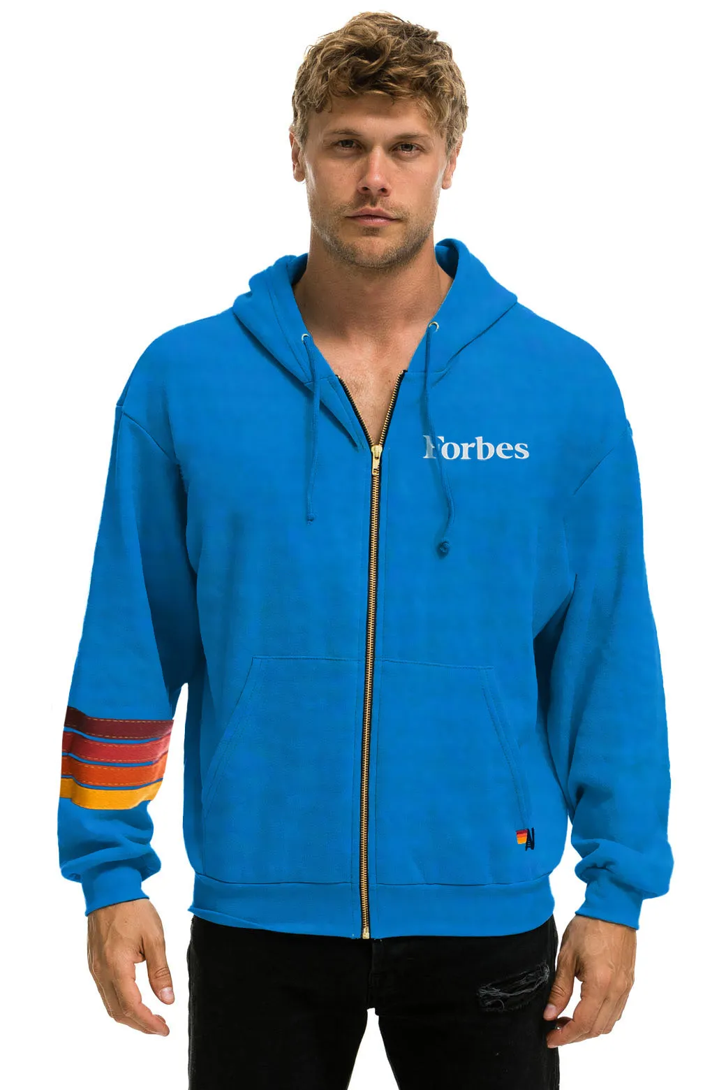 FORBES 23 RELAXED ZIP HOODIE - OCEAN sold by Aviator Nation product image thumbnail 2