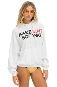 MAKE LOVE NOT WAR RELAXED PULLOVER HOODIE - WHITE sold by Aviator Nation