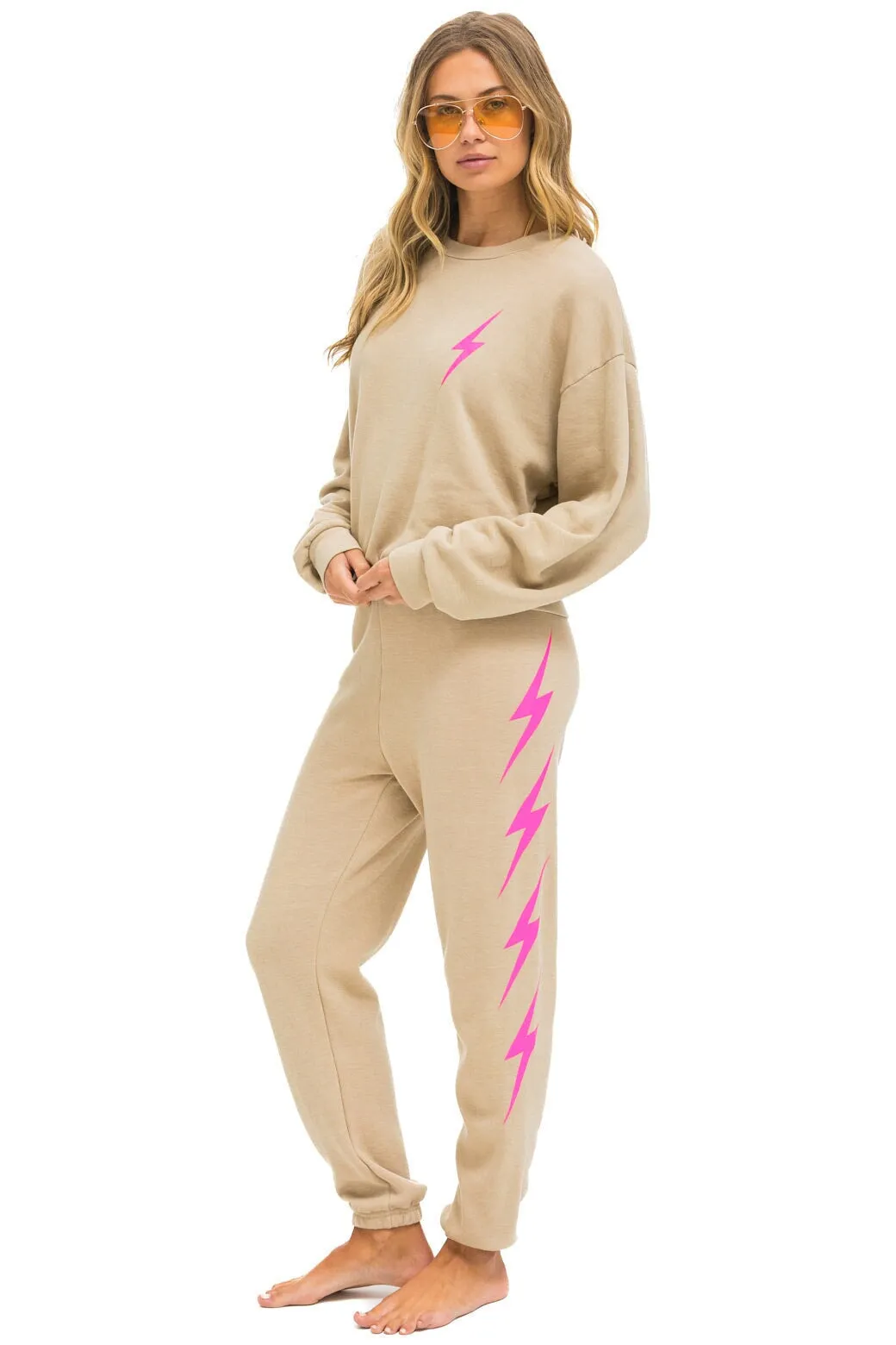 BOLT 4 SWEATPANTS - SAND // NEON PINK sold by Aviator Nation product image thumbnail 3