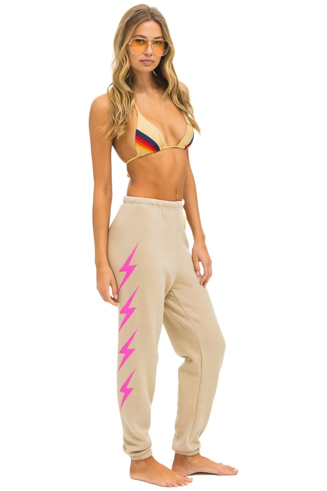 BOLT 4 SWEATPANTS - SAND // NEON PINK sold by Aviator Nation product image thumbnail 2