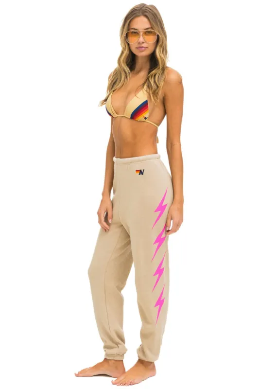 BOLT 4 SWEATPANTS - SAND // NEON PINK sold by Aviator Nation