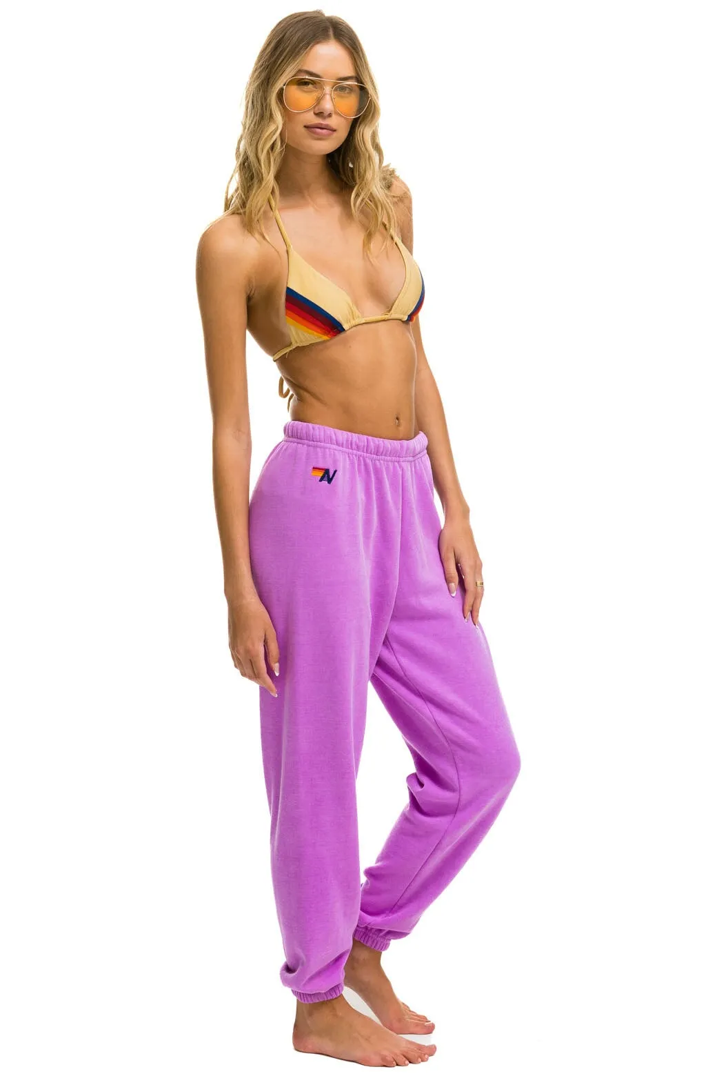 5 STRIPE SWEATPANTS - NEON PURPLE // NEON RAINBOW sold by Aviator Nation product image thumbnail 4