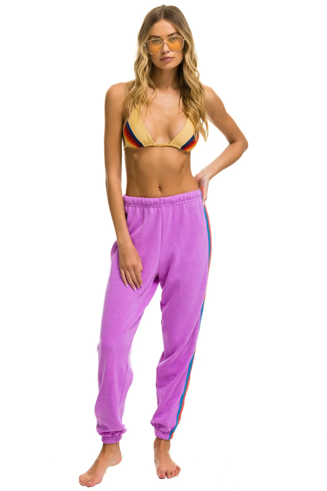 5 STRIPE SWEATPANTS - NEON PURPLE // NEON RAINBOW sold by Aviator Nation product image thumbnail 2