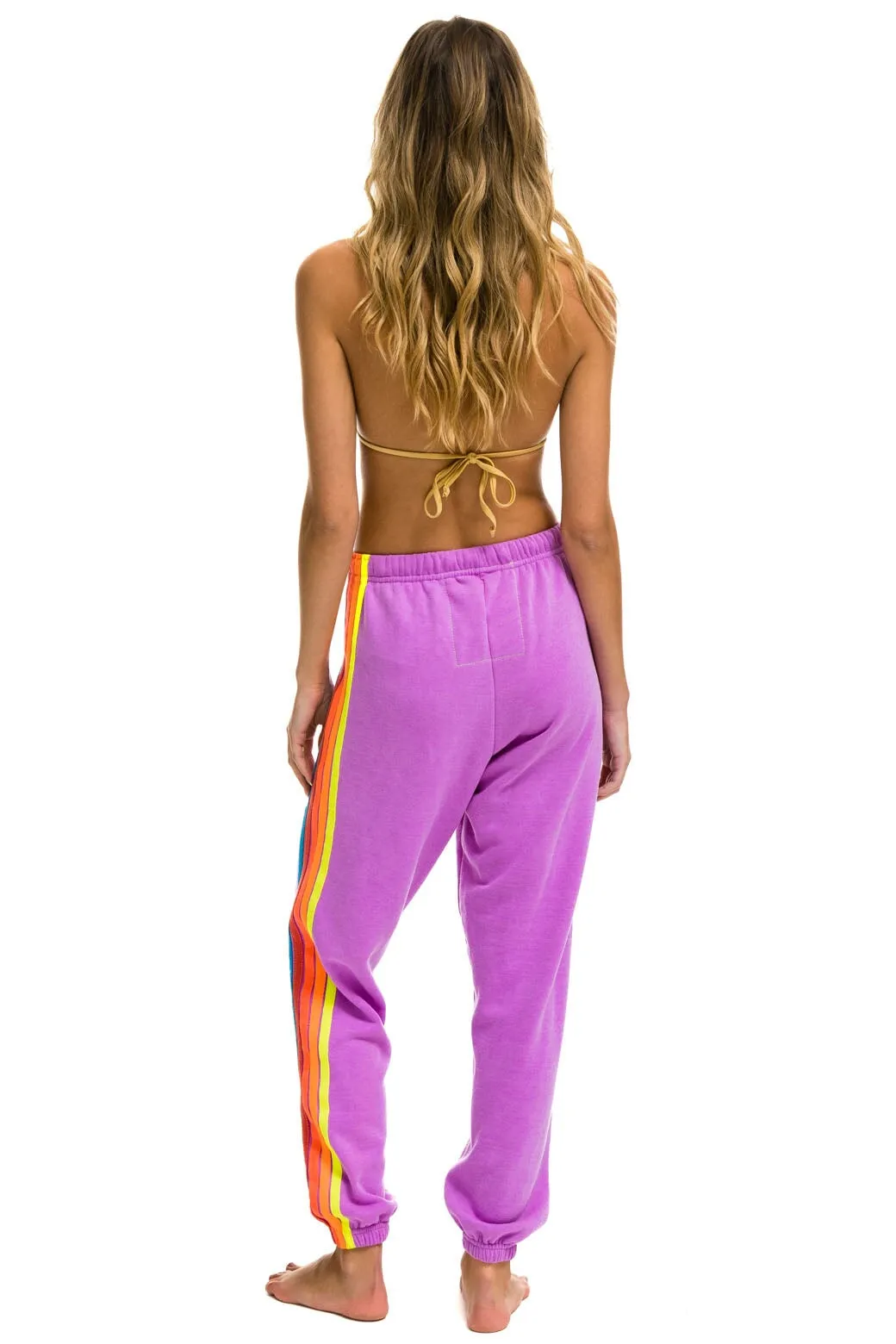 5 STRIPE SWEATPANTS - NEON PURPLE // NEON RAINBOW sold by Aviator Nation product image thumbnail 3
