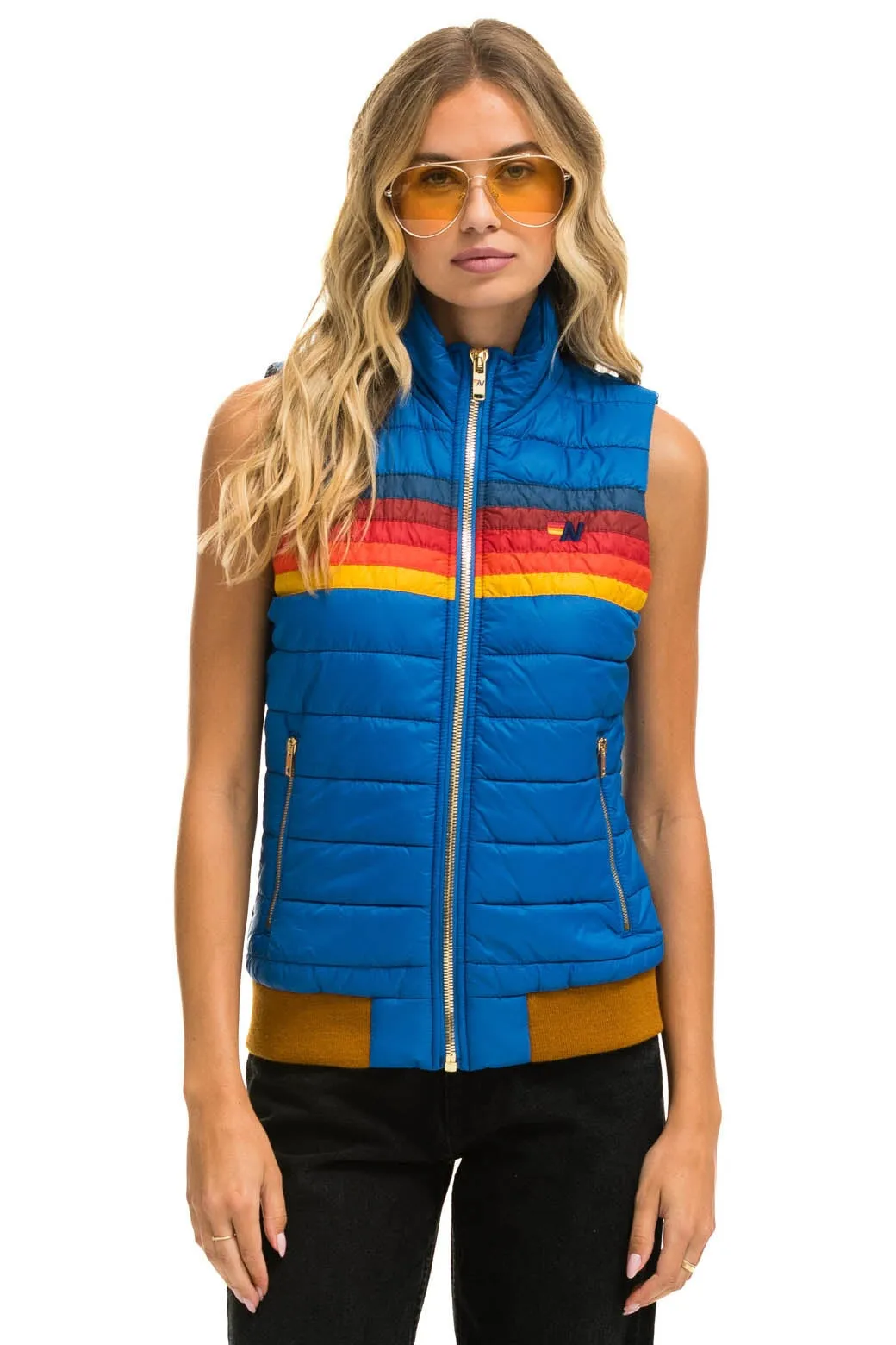WOMEN'S 5 STRIPE VEST - SNORKEL BLUE sold by Aviator Nation
