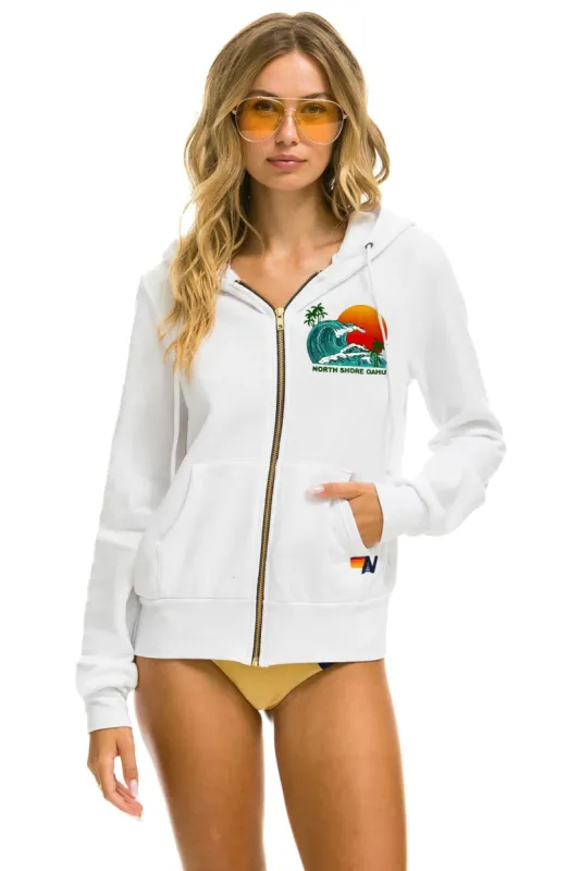 PALM TREE FESTIVAL HAWAII 2024 ZIP HOODIE - WHITE sold by Aviator Nation