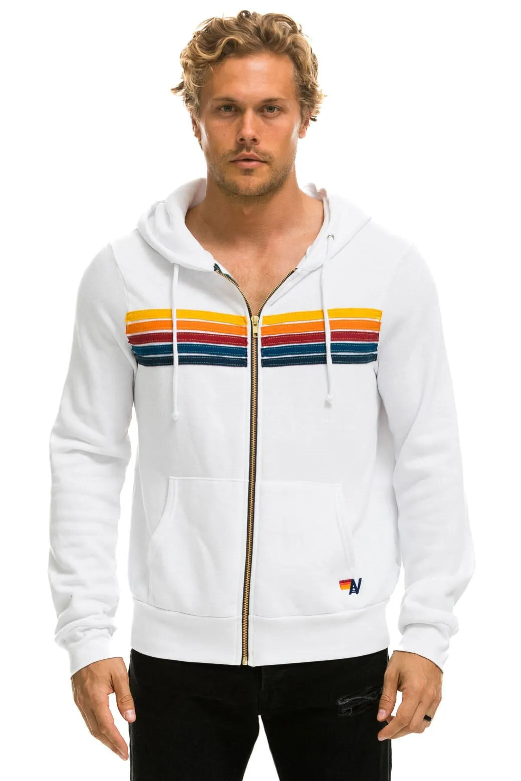 5 STRIPE HOODIE - WHITE sold by Aviator Nation product image thumbnail 4