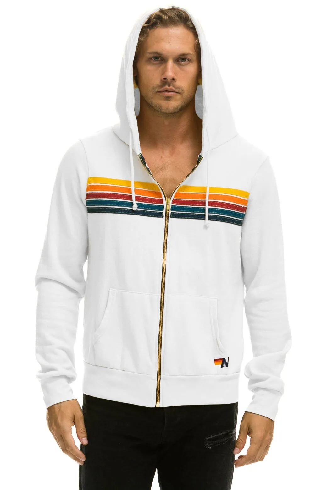 5 STRIPE HOODIE - WHITE sold by Aviator Nation product image thumbnail 2