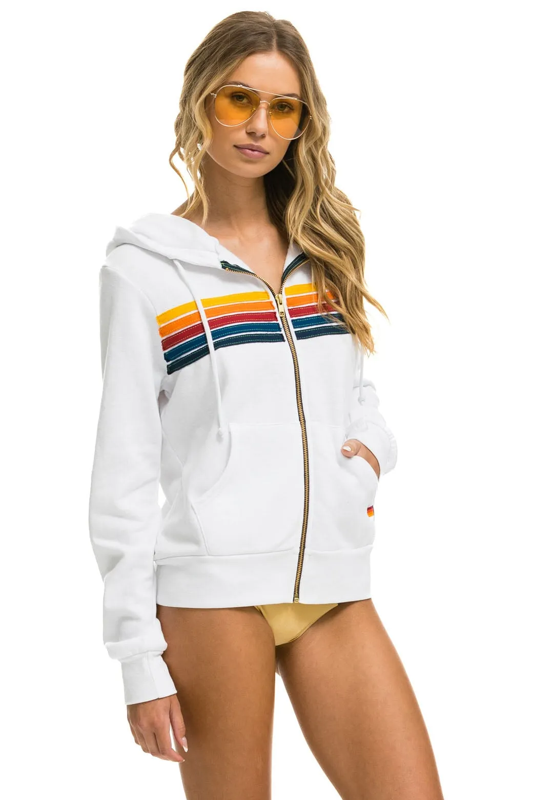 5 STRIPE HOODIE - WHITE sold by Aviator Nation product image thumbnail 3