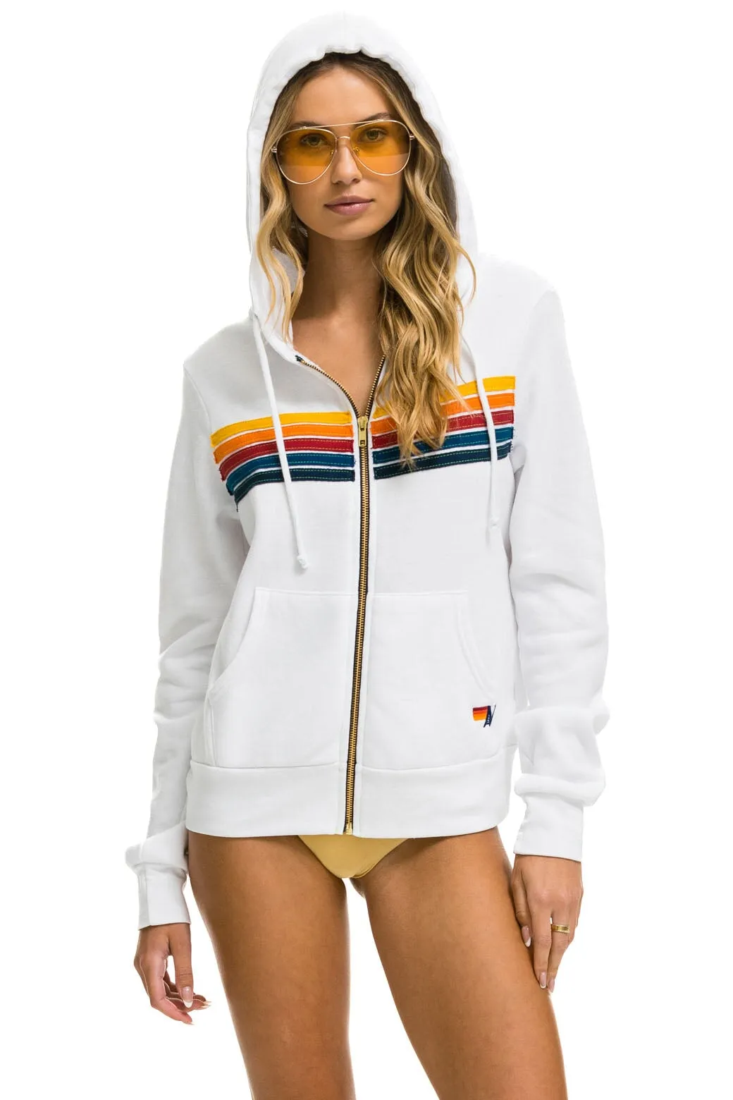 5 STRIPE HOODIE - WHITE sold by Aviator Nation product image thumbnail 5