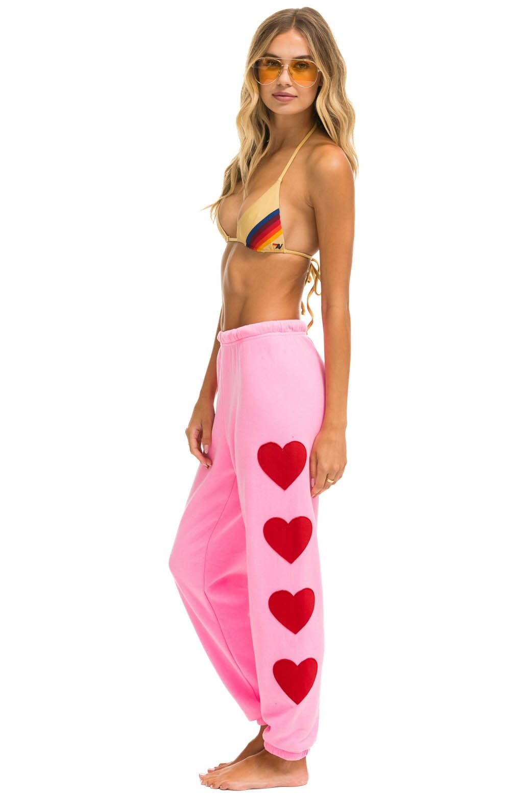 HEART STITCH 4 SWEATPANTS - NEON PINK sold by Aviator Nation