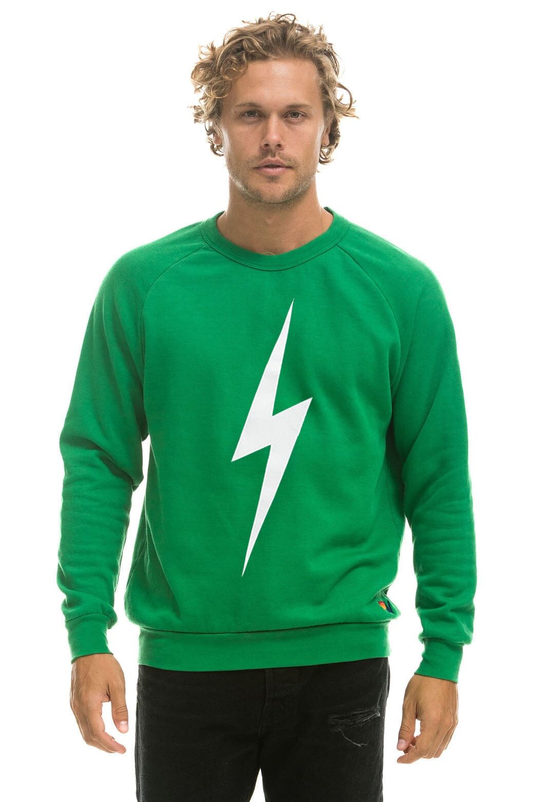 BOLT CREW SWEATSHIRT - KELLY GREEN // WHITE sold by Aviator Nation product image thumbnail 2