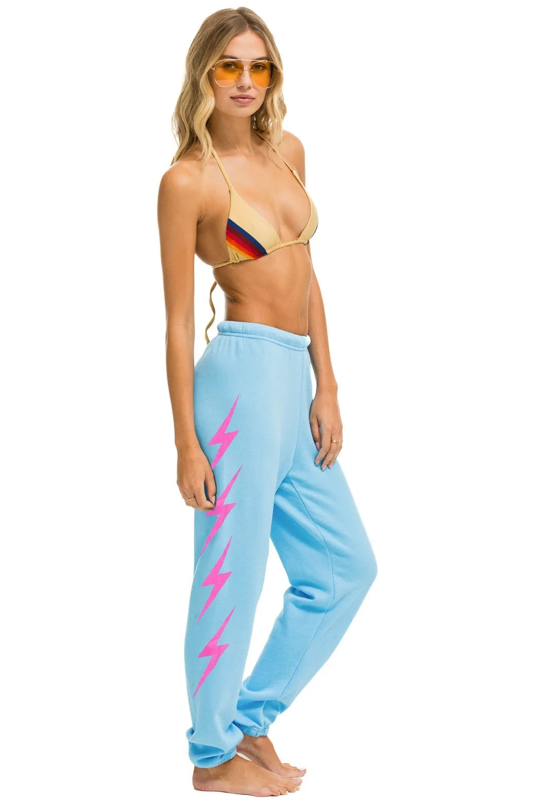 BOLT 4 SWEATPANTS - SKY // NEON PINK sold by Aviator Nation product image thumbnail 3