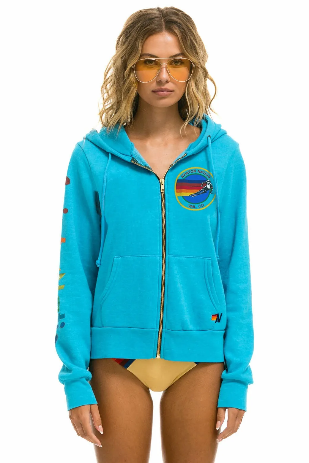 AVIATOR NATION VAIL ZIP HOODIE - NEON BLUE sold by Aviator Nation