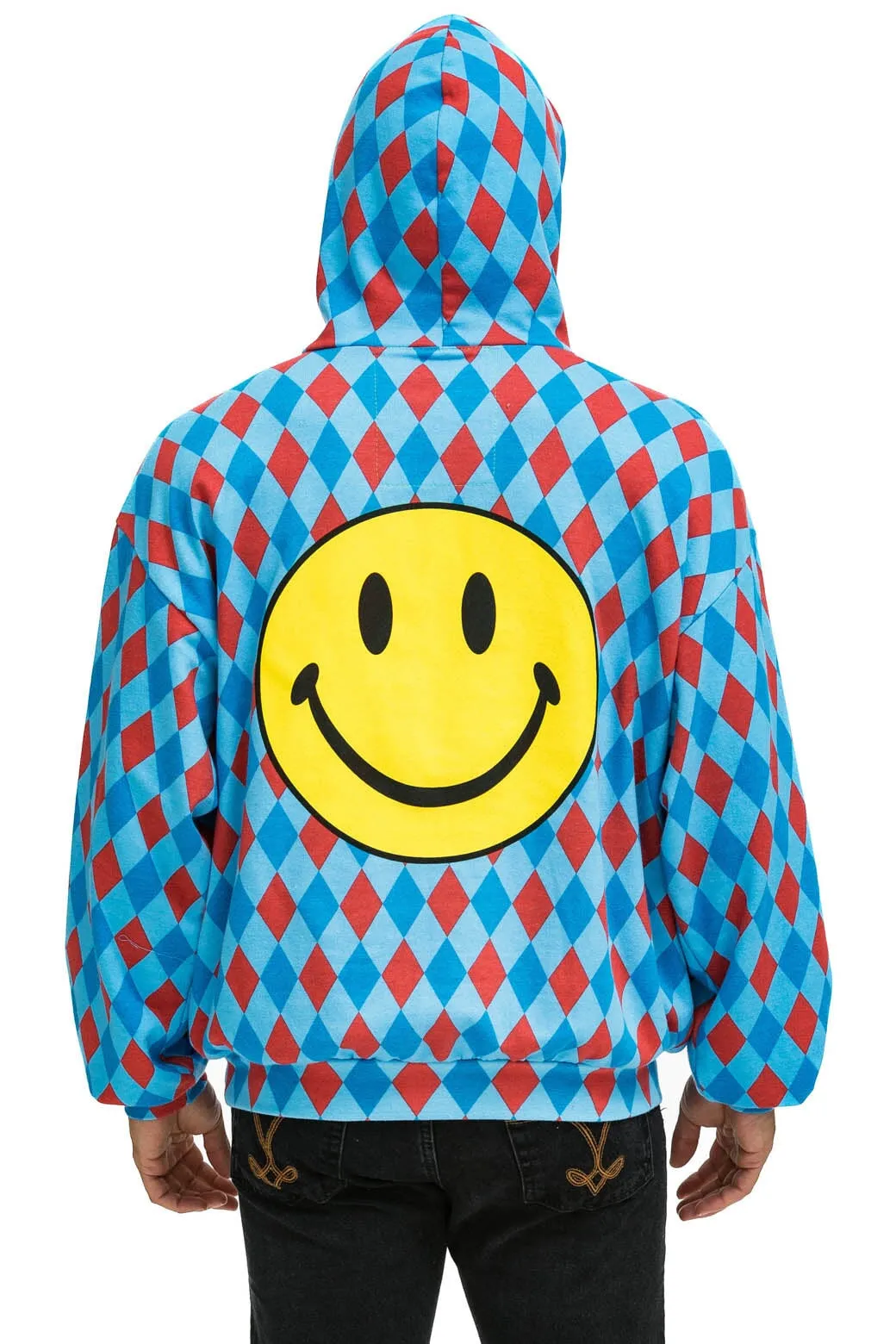 DIAMOND REPEAT SMILEY RELAXED PULLOVER HOODIE - SKY sold by Aviator Nation product image thumbnail 4