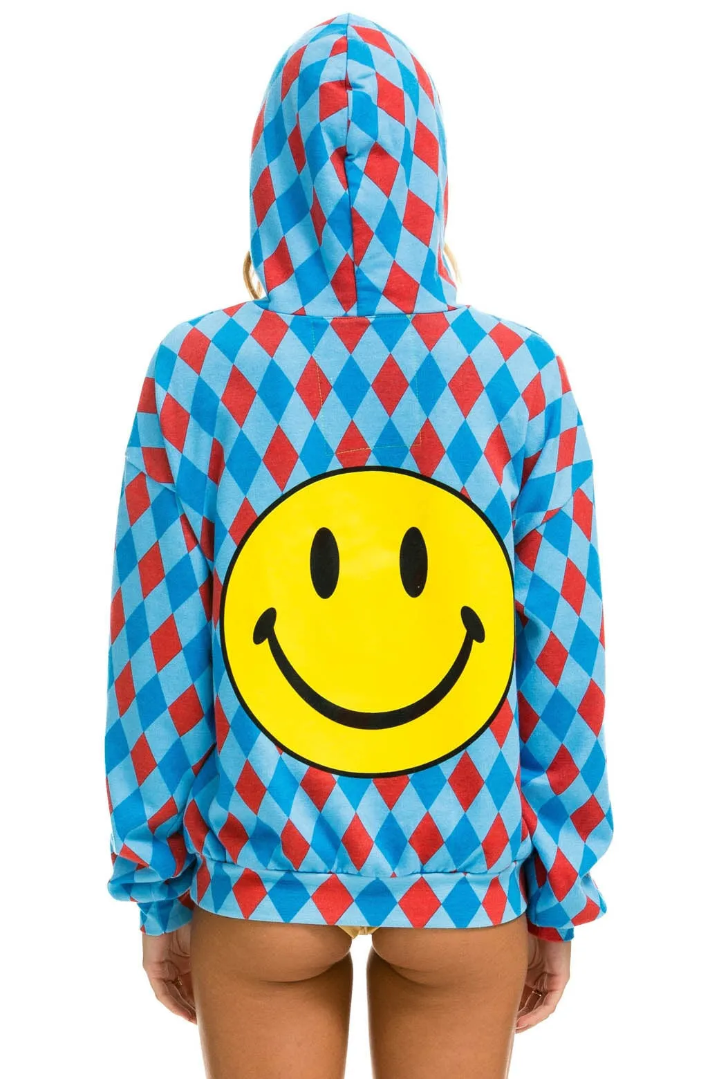 DIAMOND REPEAT SMILEY RELAXED PULLOVER HOODIE - SKY sold by Aviator Nation product image thumbnail 2
