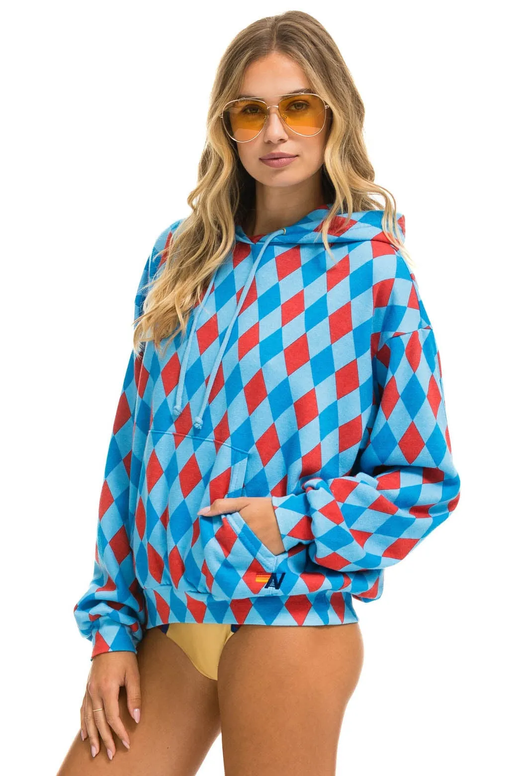 DIAMOND REPEAT SMILEY RELAXED PULLOVER HOODIE - SKY sold by Aviator Nation product image thumbnail 5