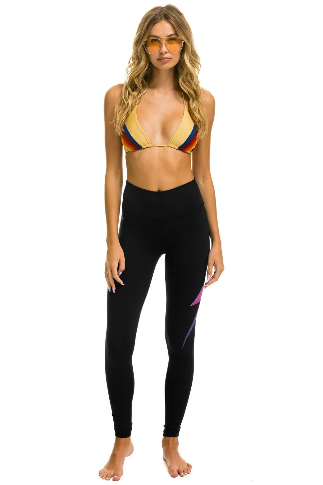 FULL LENGTH HI-RISE BOLT FADE LEGGINGS - BLACK / PINK / PURPLE sold by Aviator Nation product image thumbnail 3