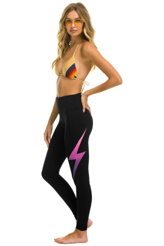 FULL LENGTH HI-RISE BOLT FADE LEGGINGS - BLACK / PINK / PURPLE sold by Aviator Nation