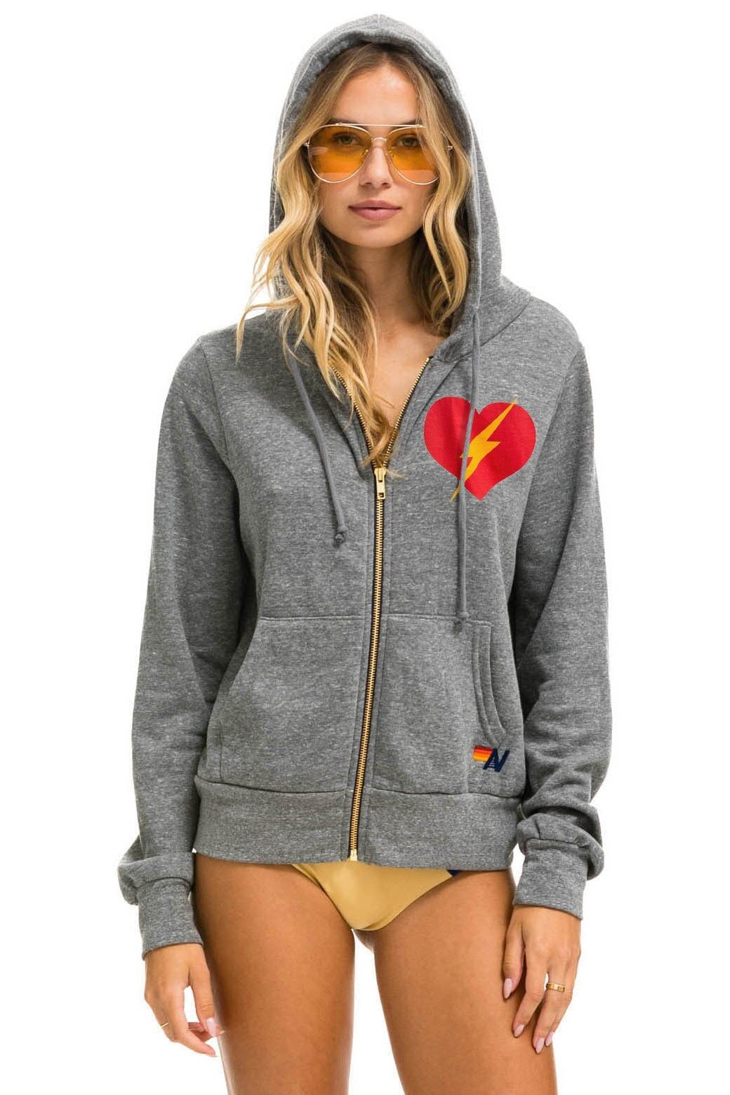 BOLT HEART ZIP HOODIE - HEATHER sold by Aviator Nation product image thumbnail 2