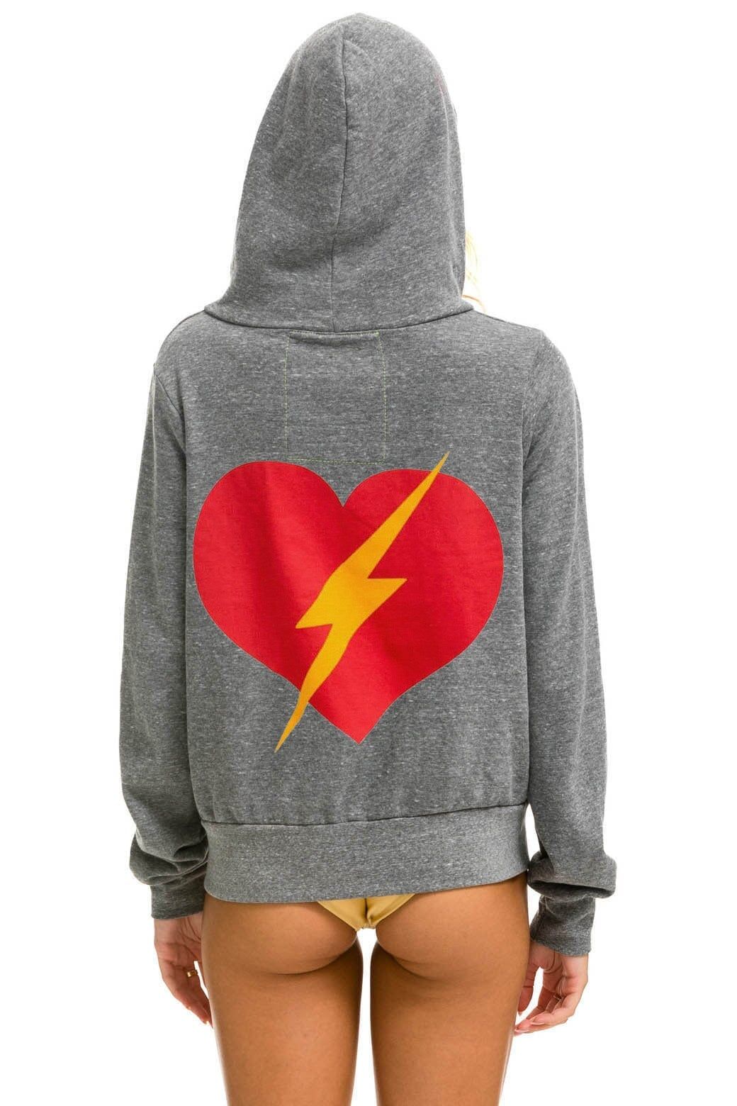 BOLT HEART ZIP HOODIE - HEATHER sold by Aviator Nation