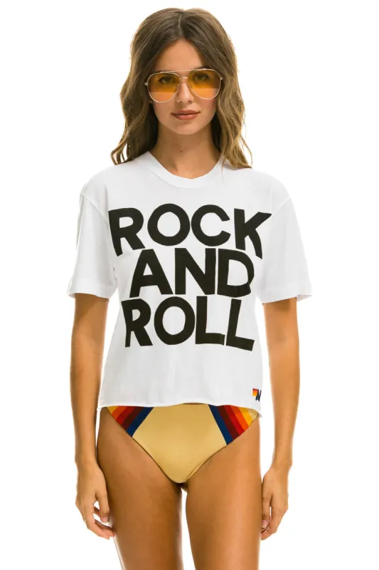 ROCK AND ROLL BOYFRIEND TEE - WHITE sold by Aviator Nation