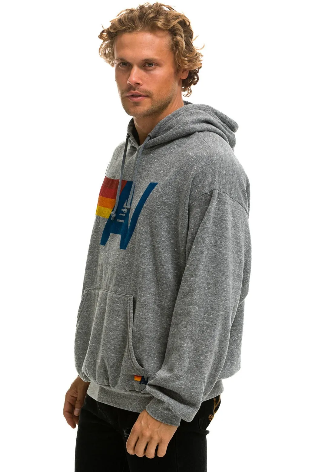 LOGO PULLOVER RELAXED HOODIE - HEATHER GREY sold by Aviator Nation product image thumbnail 4