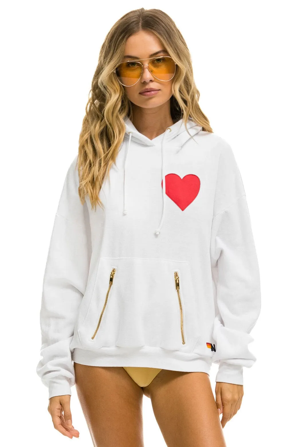 HEART STITCH PULLOVER HOODIE - WHITE sold by Aviator Nation