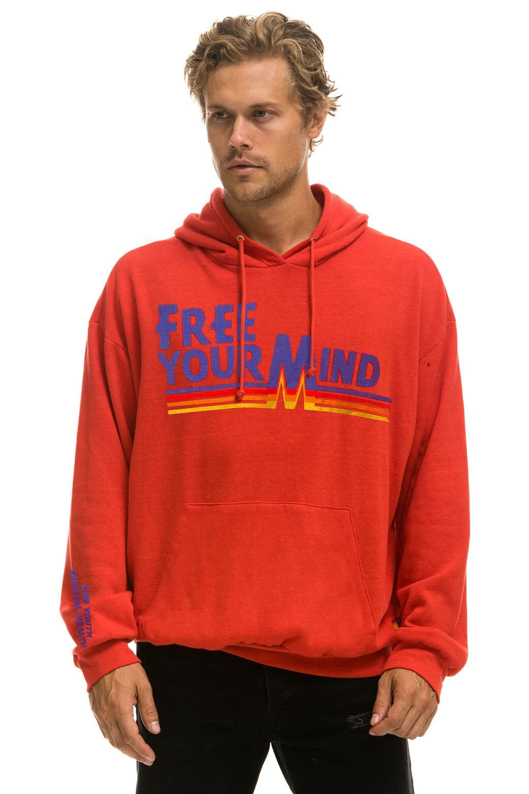 AVIATOR NATION + AIM YOUTH MENTAL HEALTH RELAXED PULLOVER HOODIE - RED sold by Aviator Nation product image thumbnail 2