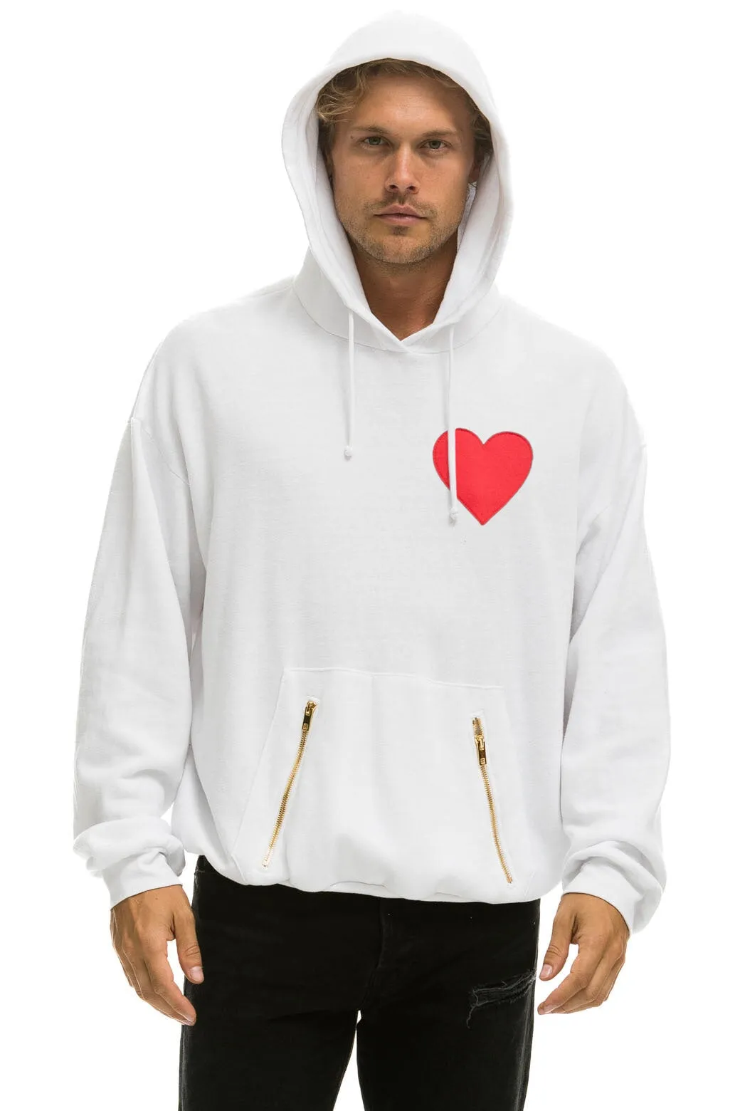 HEART STITCH PULLOVER HOODIE - WHITE sold by Aviator Nation product image thumbnail 2