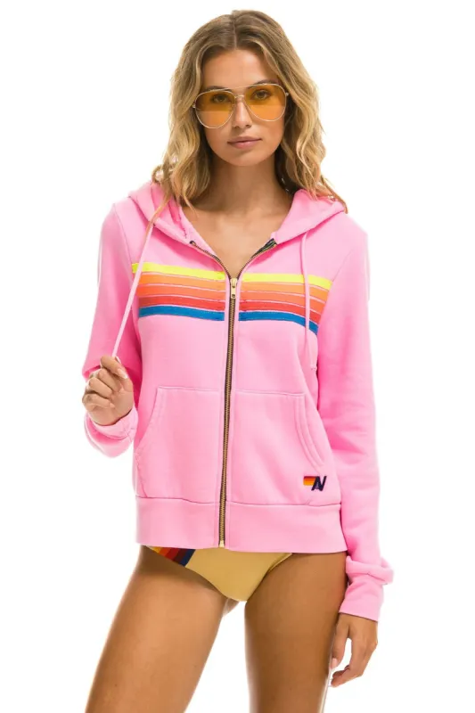 5 STRIPE HOODIE - NEON PINK // NEON RAINBOW sold by Aviator Nation