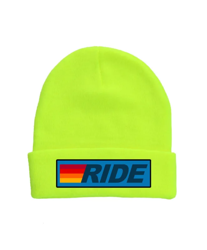 RIDE LOGO BEANIE - NEON YELLOW sold by Aviator Nation