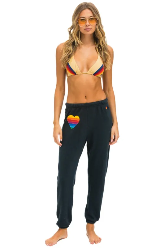 RAINBOW HEART STITCH SWEATPANTS - CHARCOAL sold by Aviator Nation