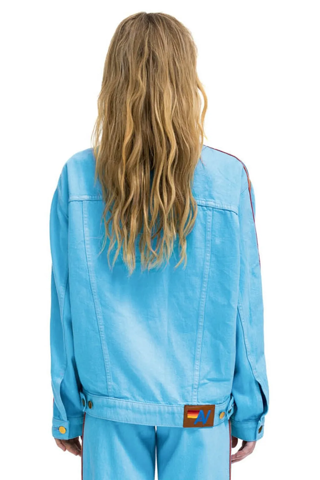 BOLT STRIPE OVERSIZED CONCERT DENIM JACKET - SKY sold by Aviator Nation product image thumbnail 2
