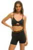 LOGO ELASTIC KEYHOLE BRA - CHARCOAL sold by Aviator Nation