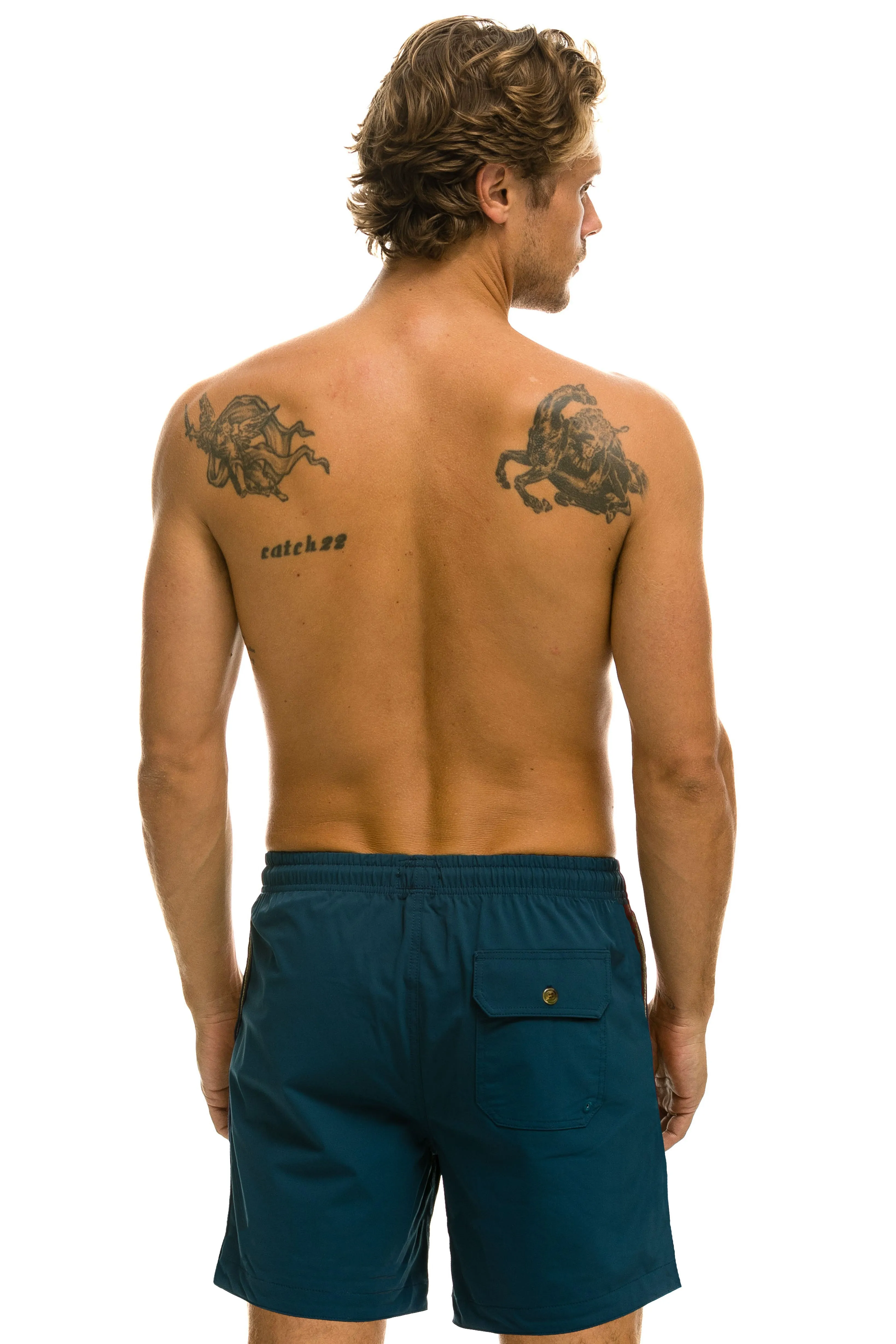 MEN'S 5 STRIPE FLEX SHORTS 7 INCH - DEEP OCEAN sold by Aviator Nation product image thumbnail 3