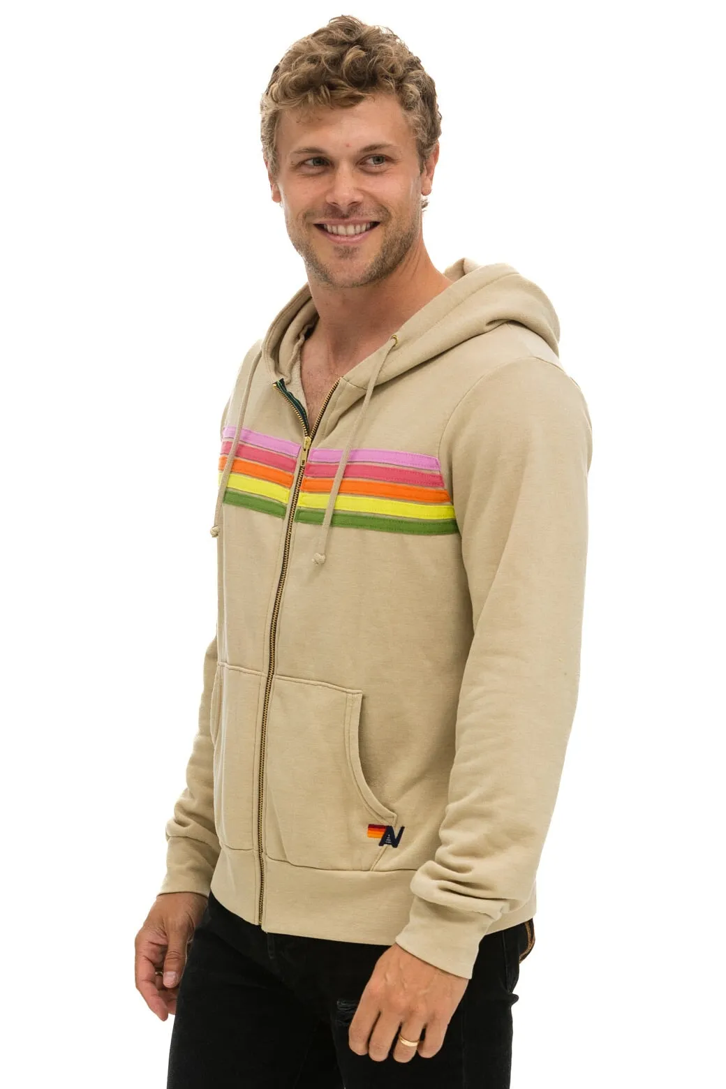 5 STRIPE HOODIE - SAND // PINK // GREEN sold by Aviator Nation product image thumbnail 4
