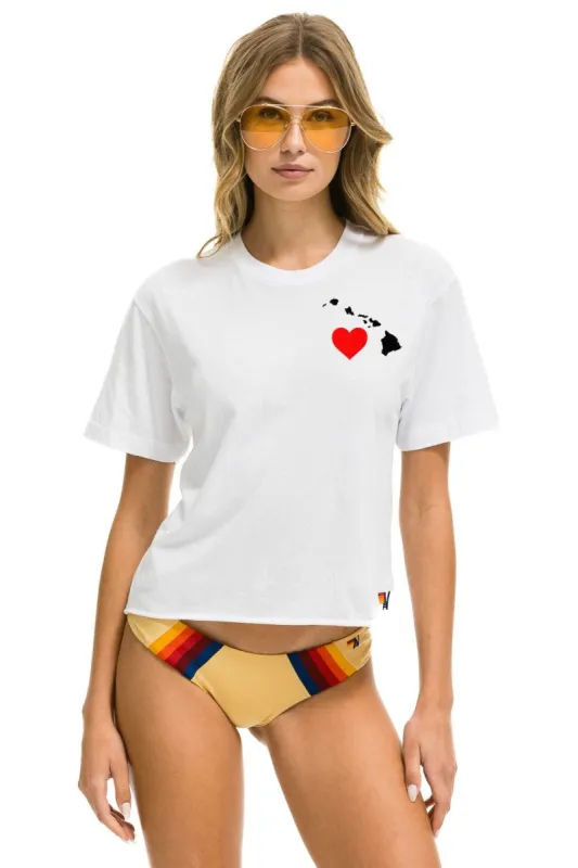 HAWAII RELIEF BOYFRIEND TEE - WHITE sold by Aviator Nation