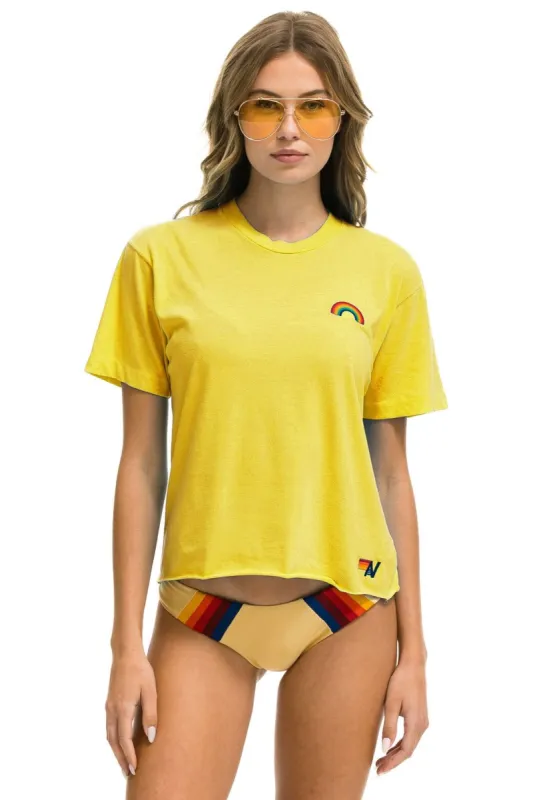 RAINBOW EMBROIDERY BOYFRIEND TEE - LEMON sold by Aviator Nation