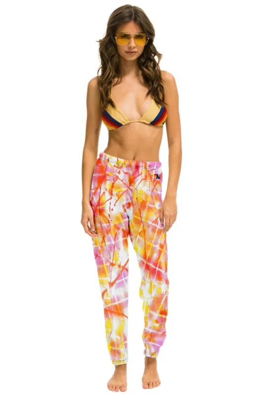 ARTIST COLLECTION SWEATPANTS - NEON RED // ORANGE GRID sold by Aviator Nation