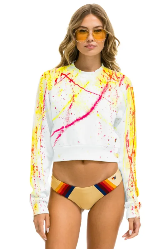 ARTIST COLLECTION CROPPED CREW SWEATSHIRT - YELLOW FADE made by Aviator Nation