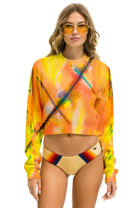 ARTIST COLLECTION CROPPED CREW SWEATSHIRT - ORANGE // YELLOW made by Aviator Nation